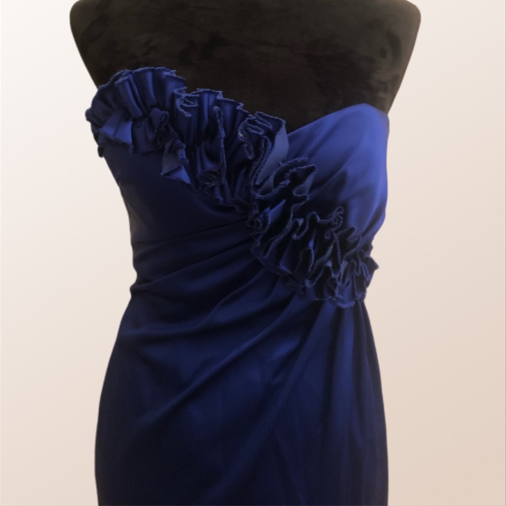 Strapless royal blue cocktail dress